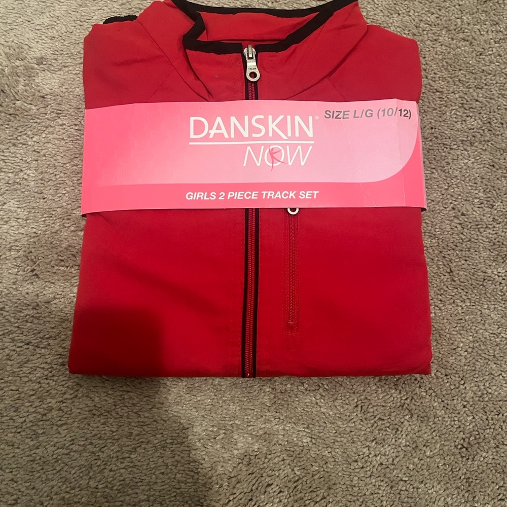 Girls 2 Piece Danskin Now Vibrant Red Track Jacket - Size L/G (10-12) - Picture 2 of 9